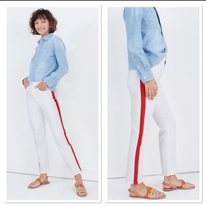 NWT Madewell Stovepipe Tile White Stripe Jeans 28T